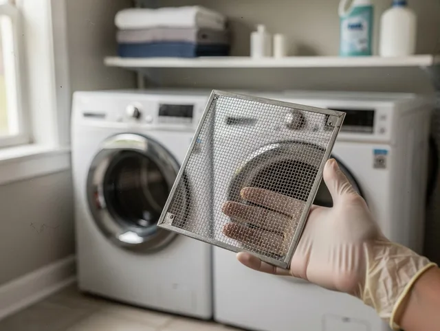 Hermosa Beach Dryer Vent Cleaning specialist performing detailed lint trap cleaning service in Hermosa Beach